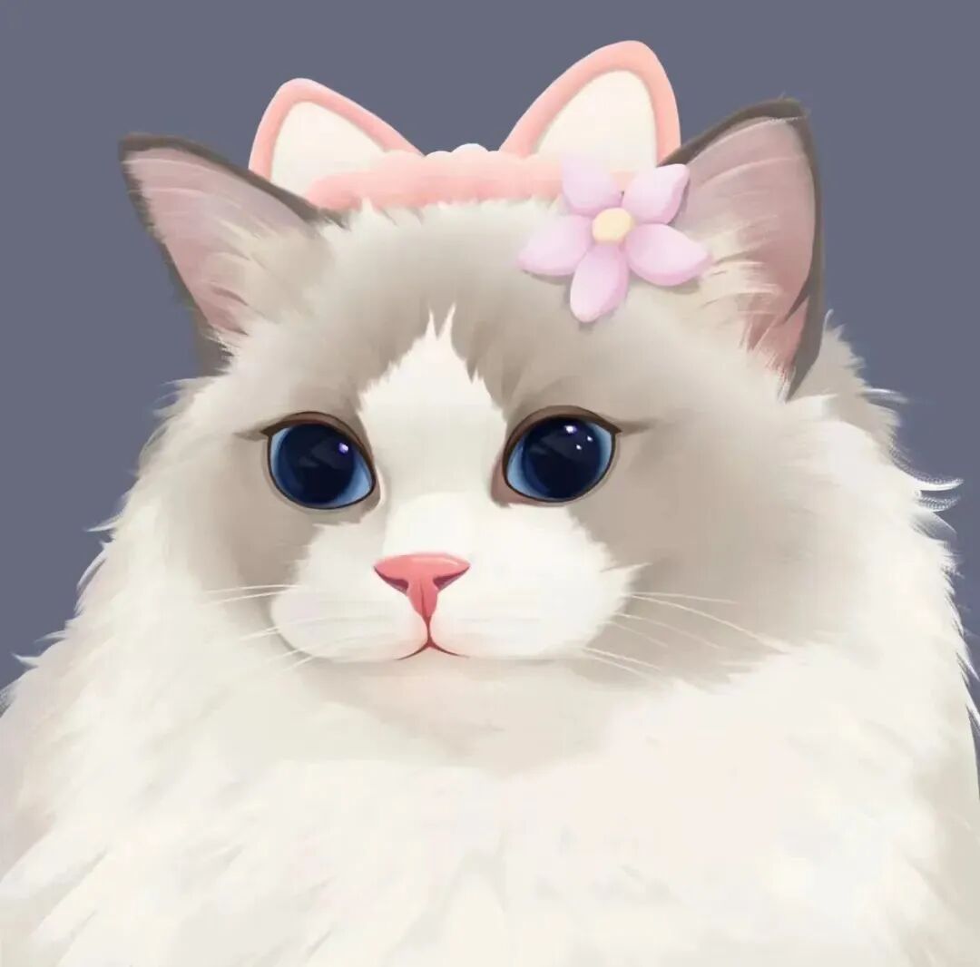 可爱猫咪手绘动漫情侣头像