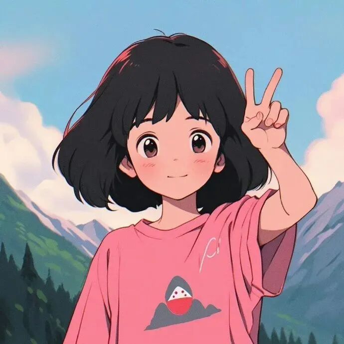 剪刀手动漫情侣头像