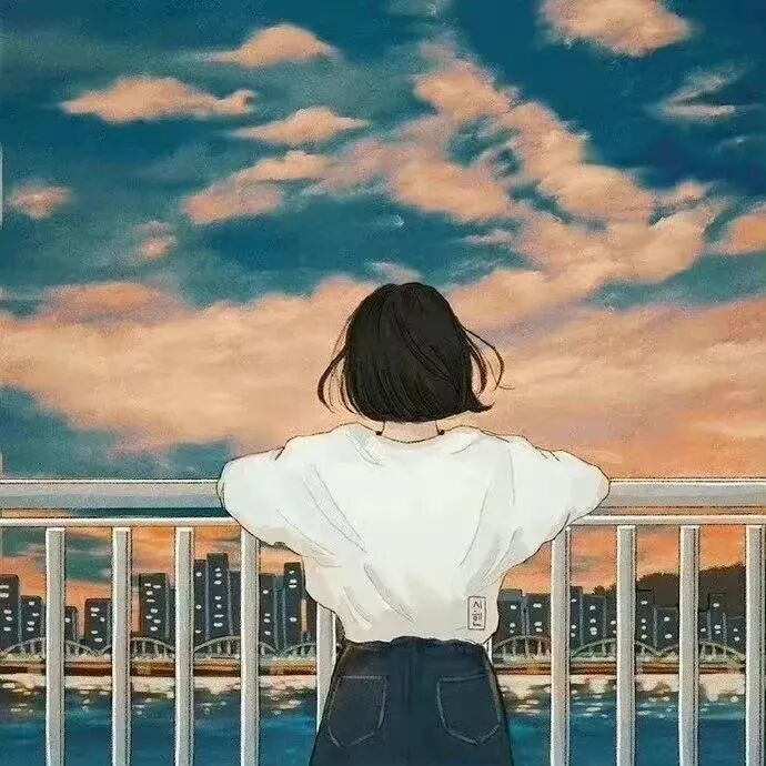 唯美治愈插画动漫头像女