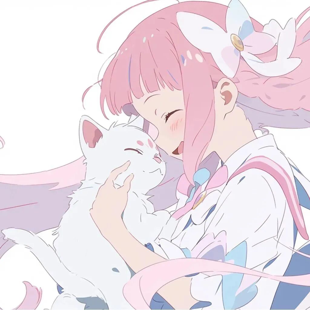 抱着猫咪动漫头像女