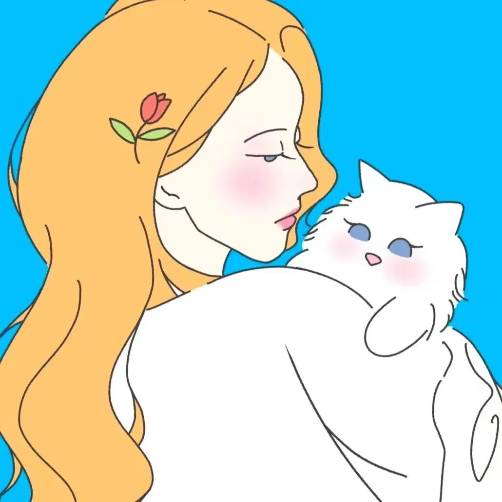 抱着猫咪四人闺蜜头动漫闺蜜头像