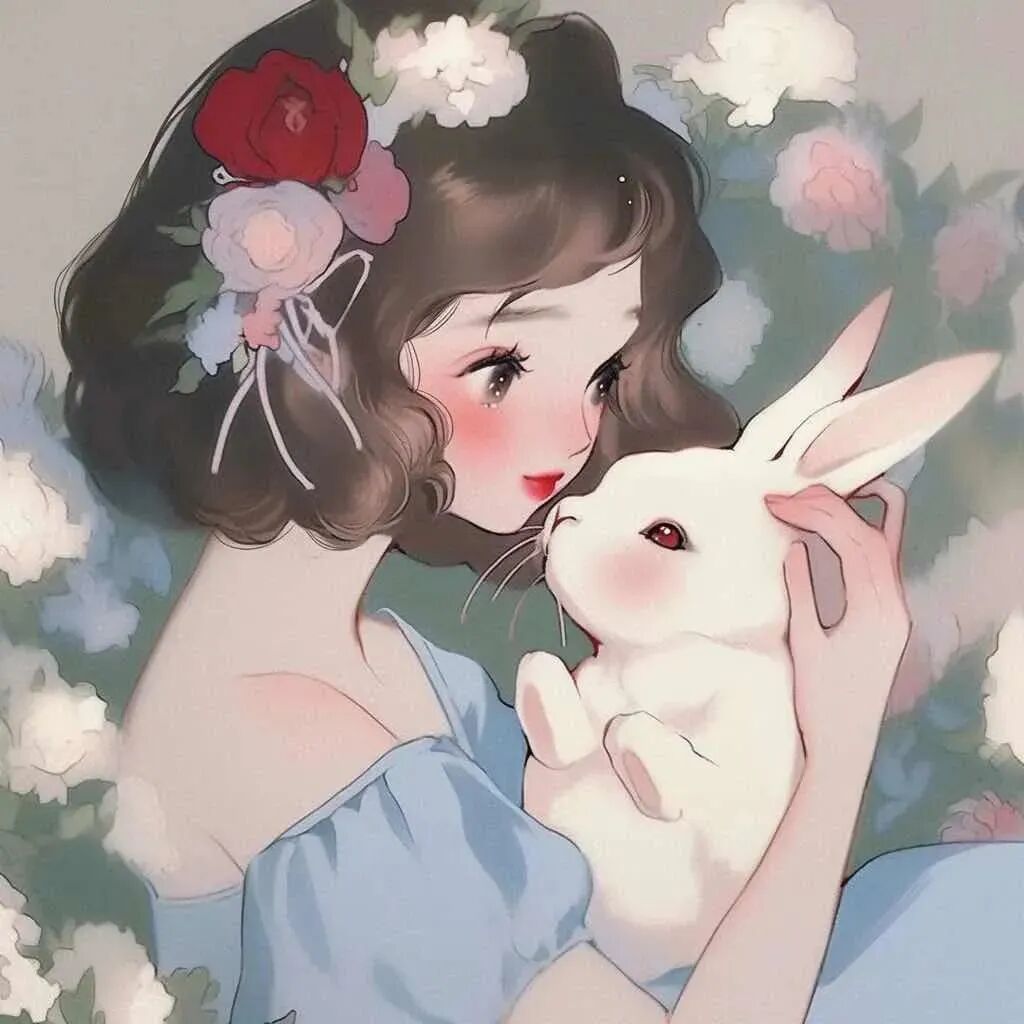 gmtxtm甜美抱着兔子四人闺蜜头像动漫闺蜜头像