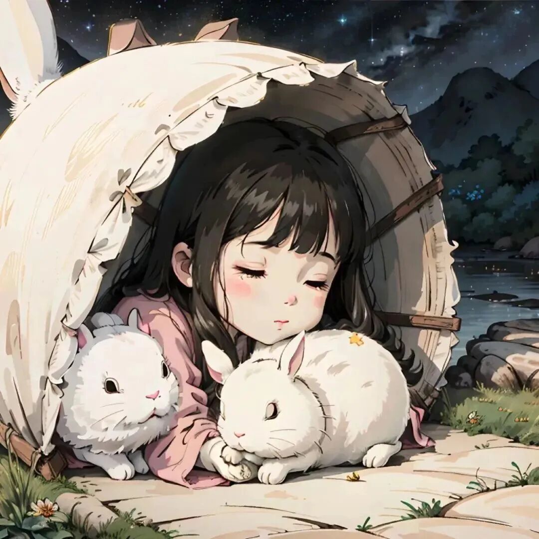 唯美治愈兔子动漫头像女