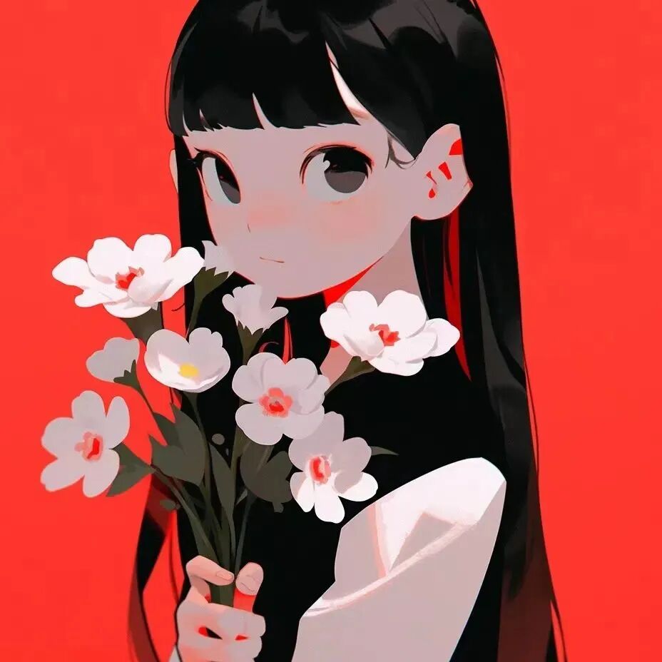 鲜花简约四人闺蜜头像动漫闺蜜头像