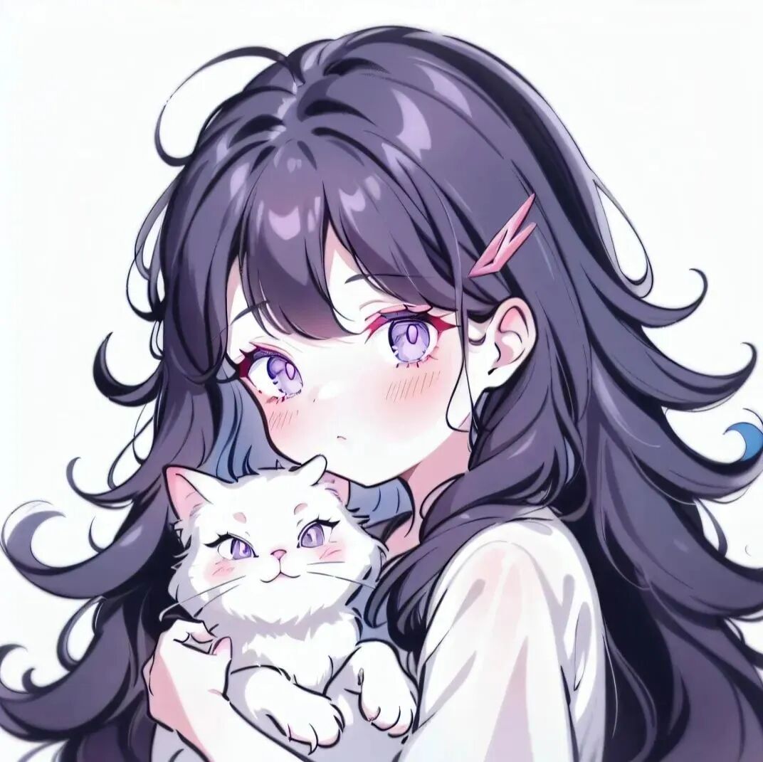 抱着猫咪二人闺蜜头像动漫闺蜜头像
