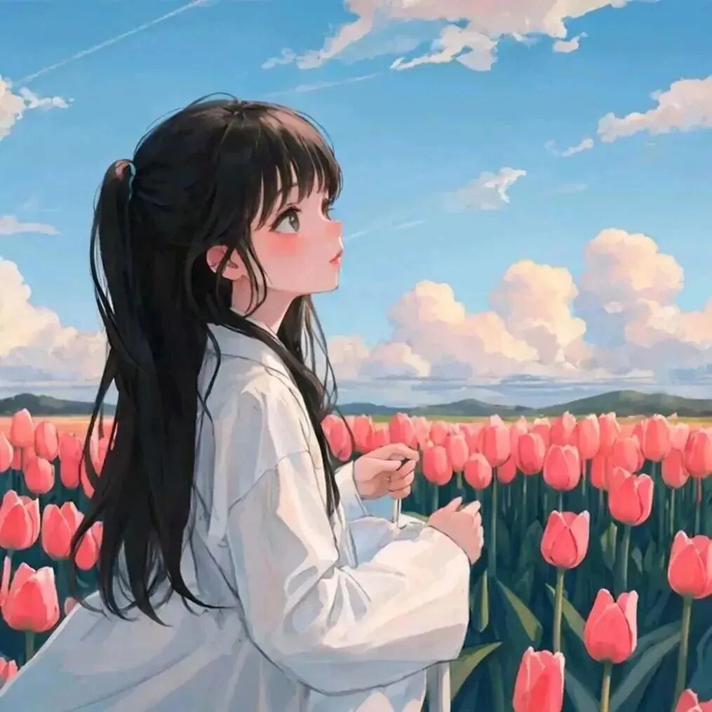 鲜花动漫情侣头像