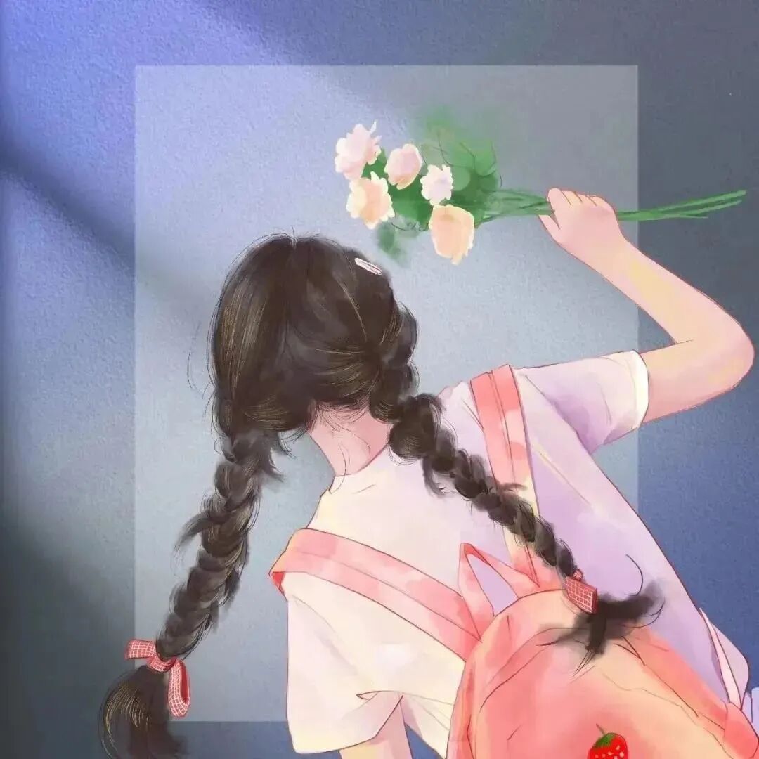 手绘鲜花动漫情侣头像