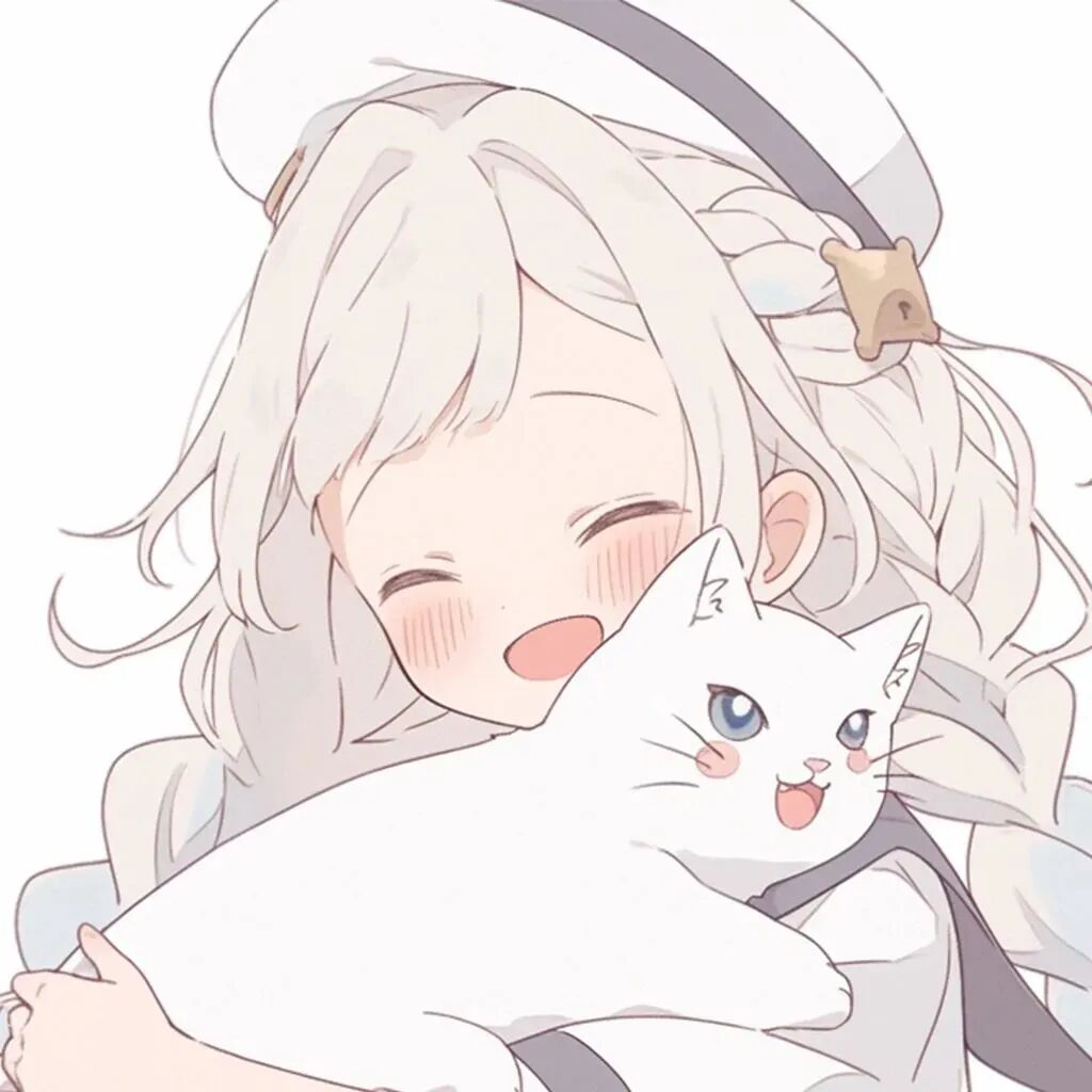 抱着猫咪动漫头像女