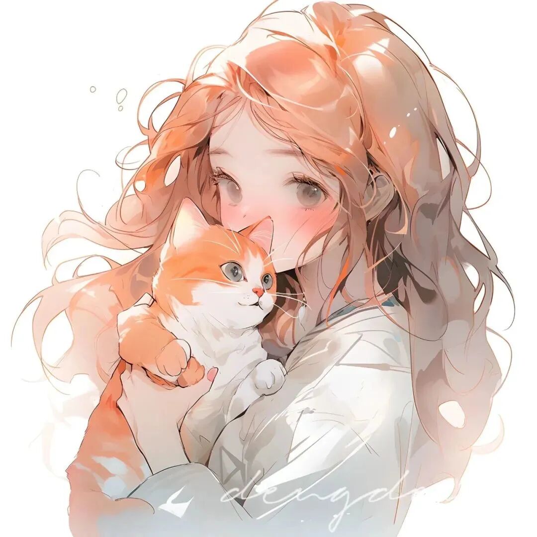 唯美抱着猫咪三人闺蜜头像动漫闺蜜头像
