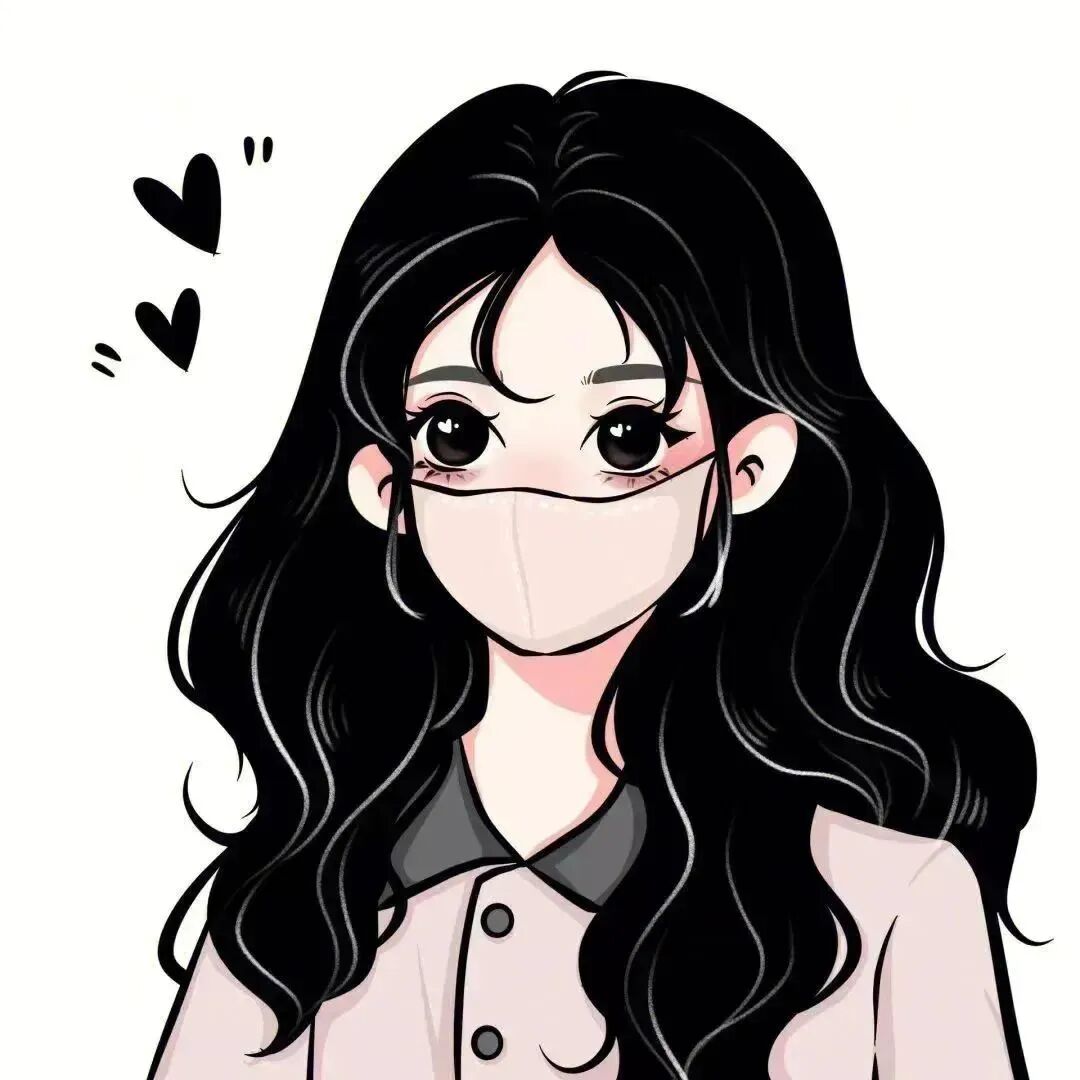 手绘口罩动漫头像女