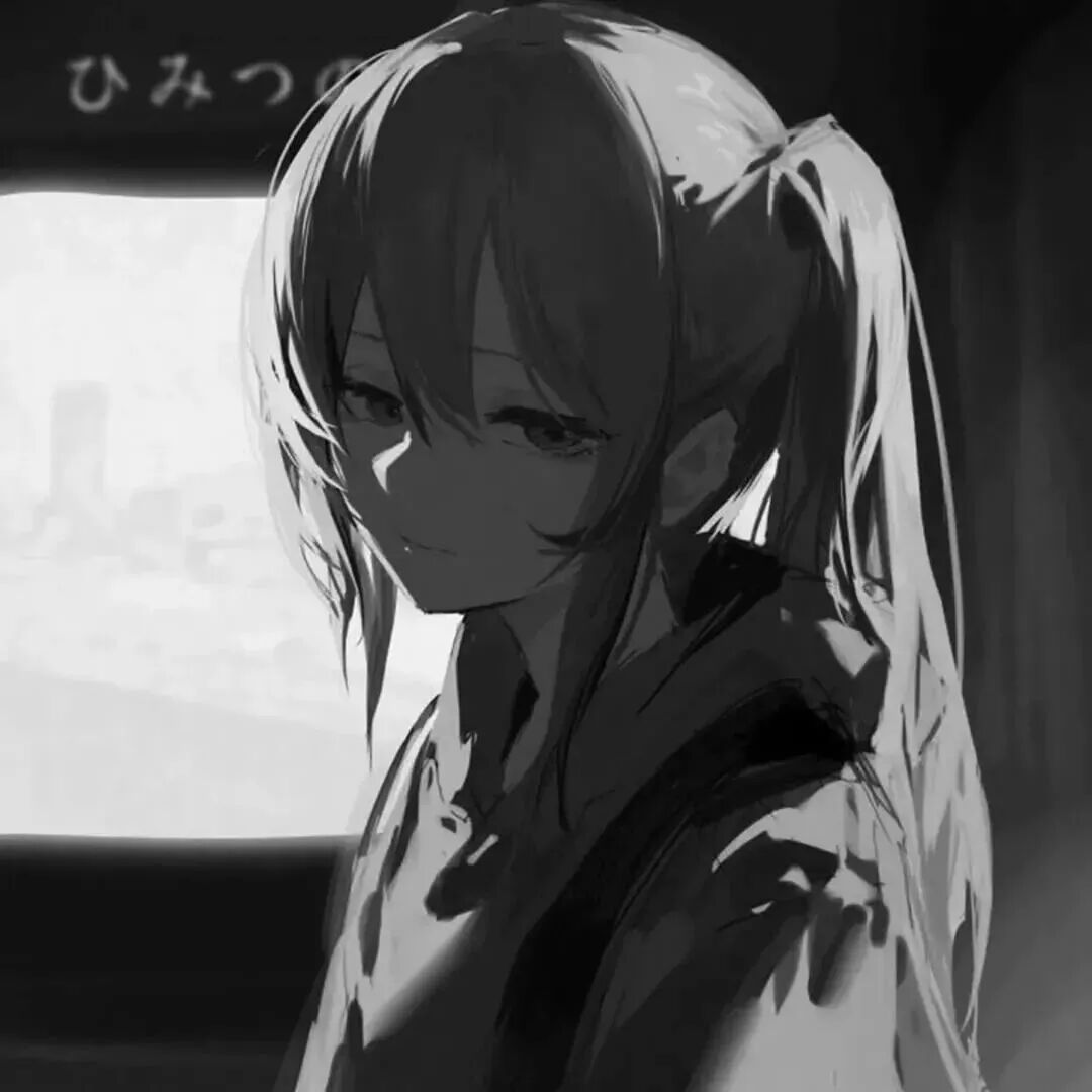孤独感黑白动漫头像女