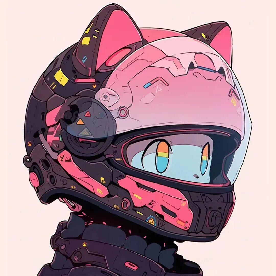 qltxtka头盔机车猫咪动漫情侣头像