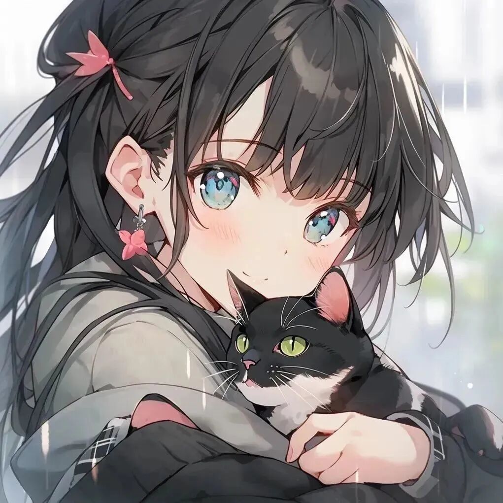 qltxmm抱着猫咪动漫情侣头像
