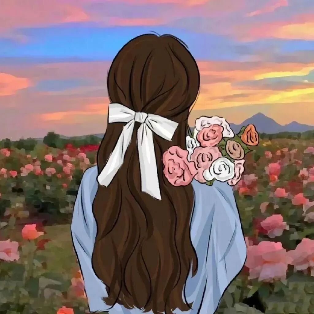 鲜花手绘动漫头像女