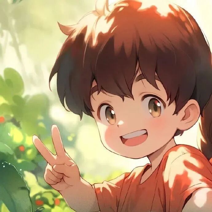 小胖墩剪刀手小清新唯美治愈动漫情侣头像