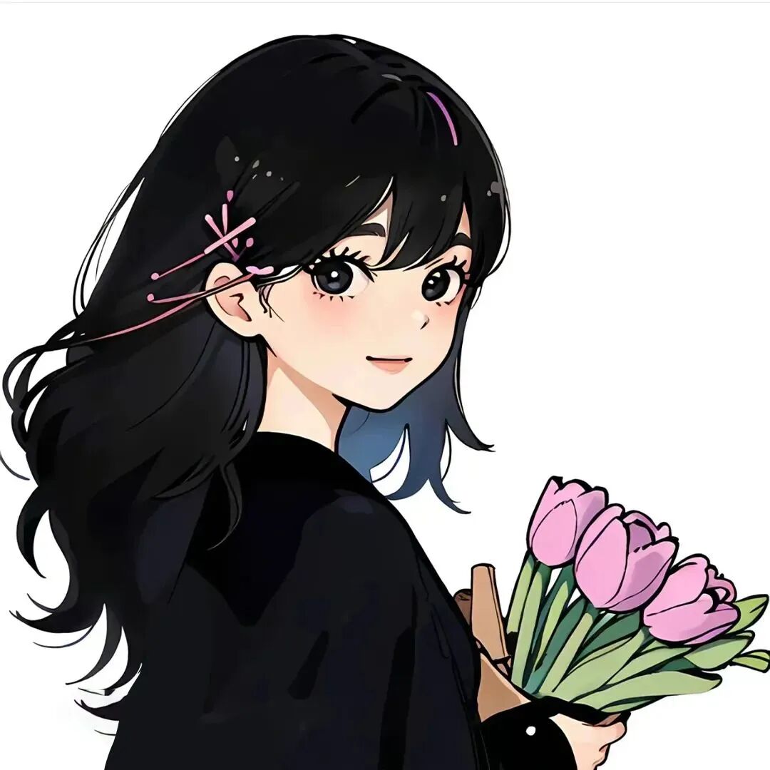 鲜花手绘四人闺蜜头像动漫闺蜜头像