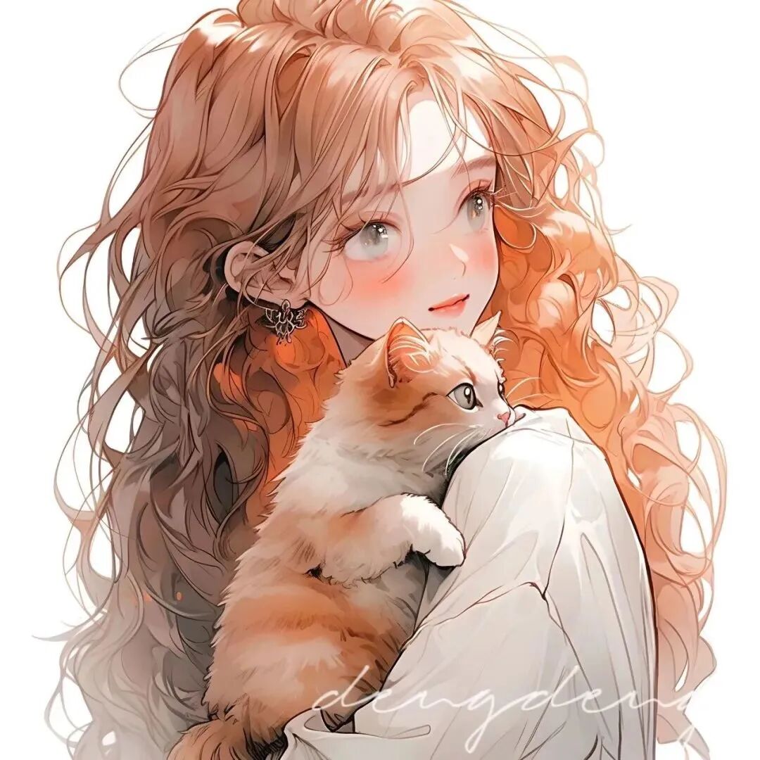 唯美抱着猫咪三人闺蜜头像动漫闺蜜头像