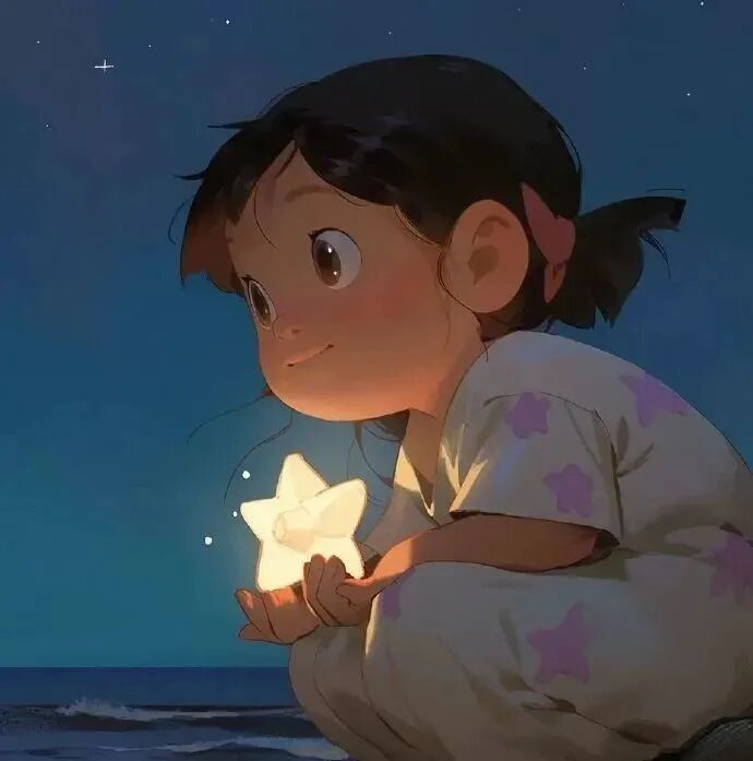 唯美小星星海边动漫头像女