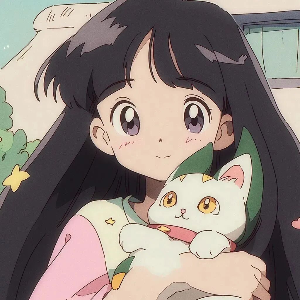 抱着猫咪四人闺蜜头像动漫闺蜜头像