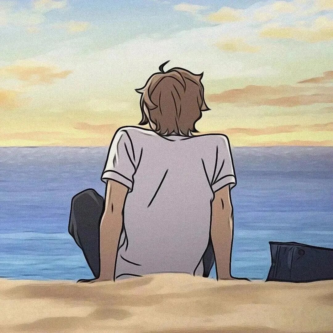 海边动漫头像男