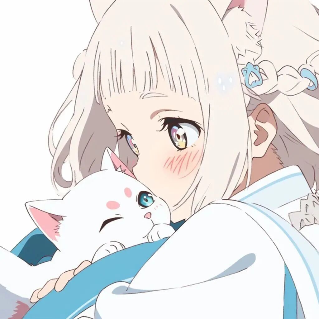 抱着猫咪动漫头像女