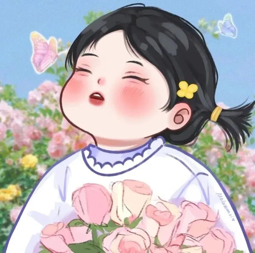 可爱手绘鲜花动漫头像女