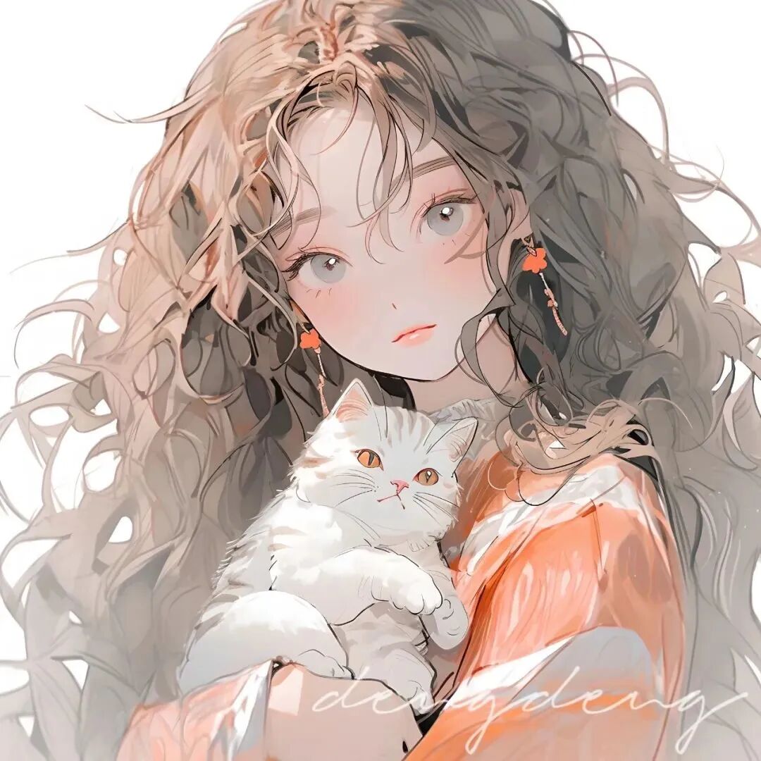 唯美抱着猫咪三人闺蜜头像动漫闺蜜头像