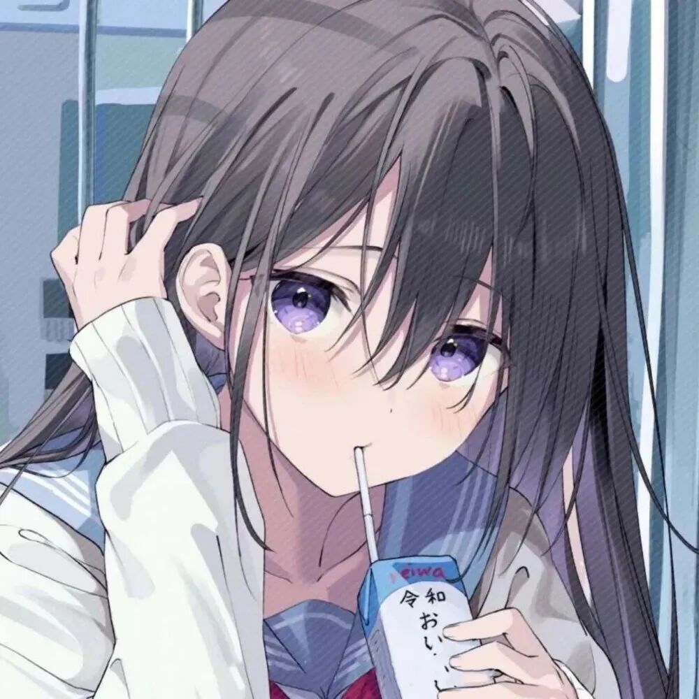 喝饮料动漫头像女