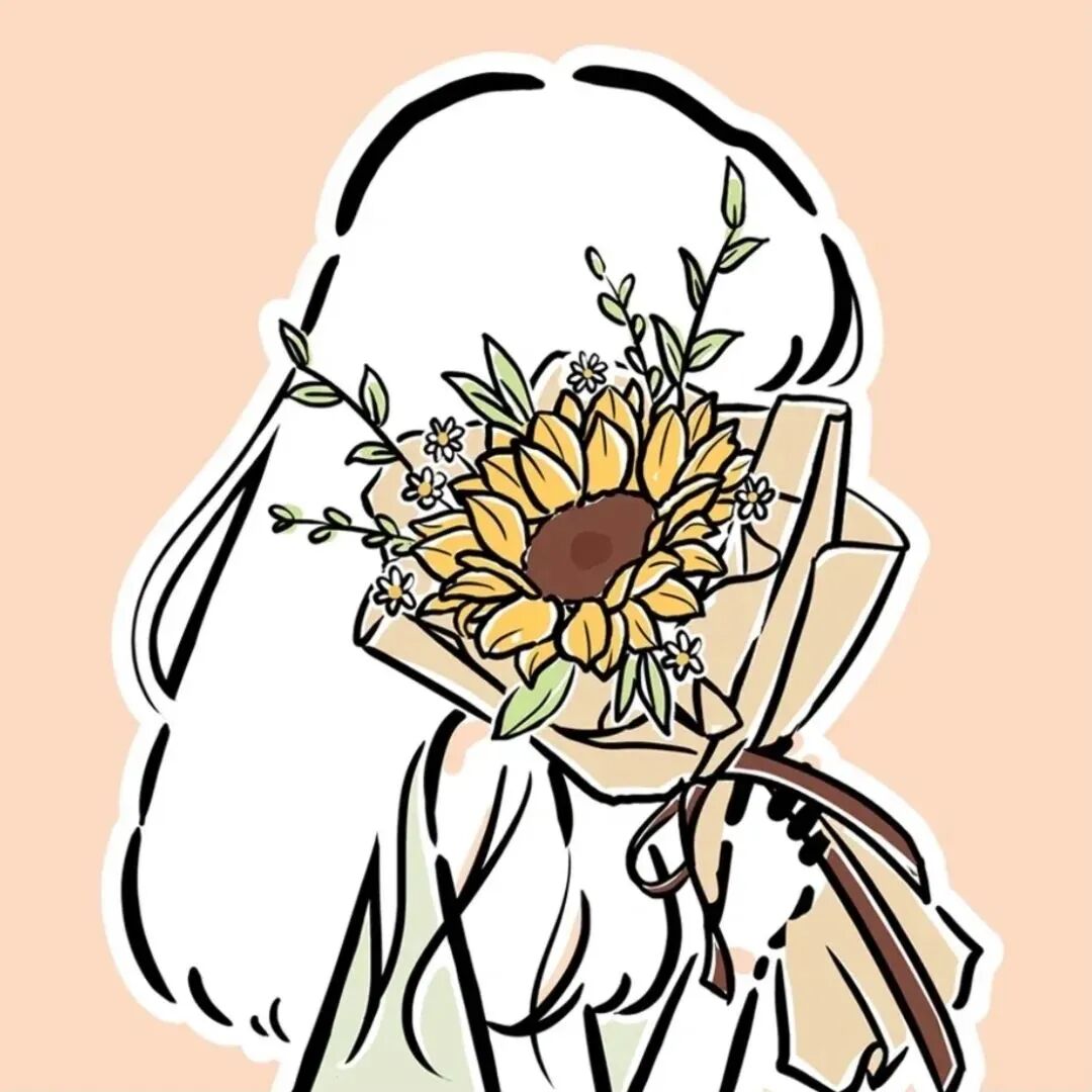 手绘二人闺蜜头像鲜花动漫闺蜜头像