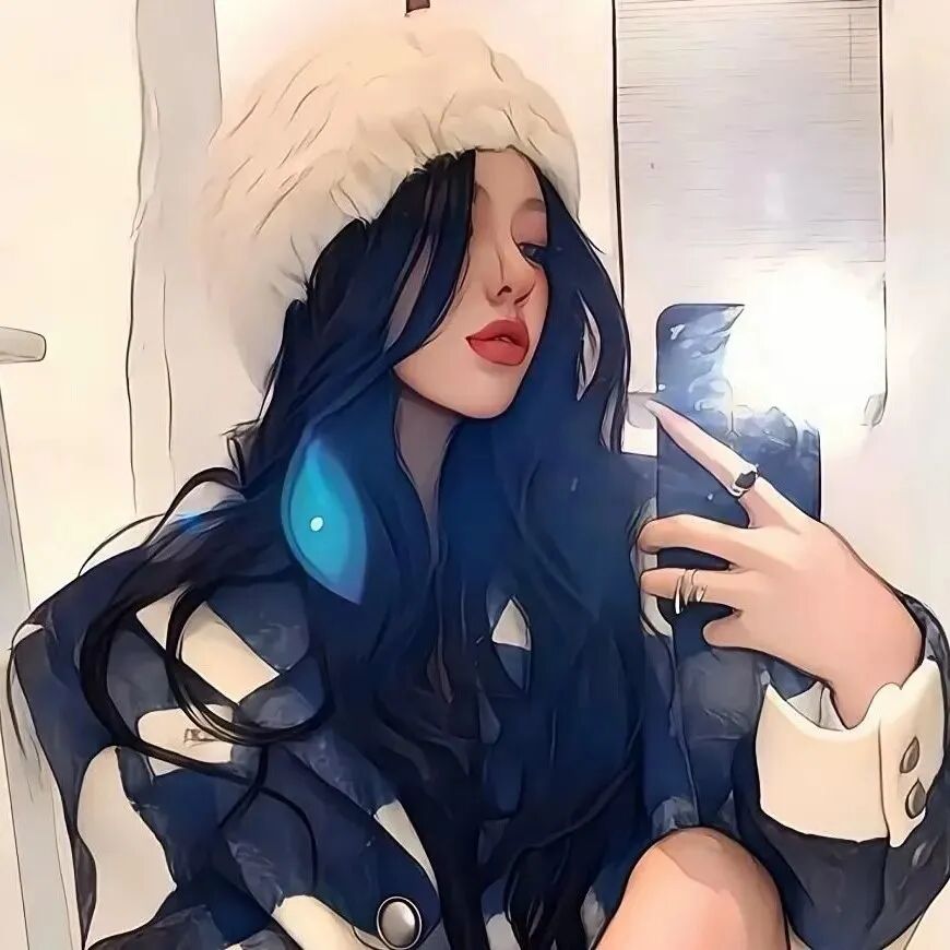 酷酷自拍手机转手绘女生头像