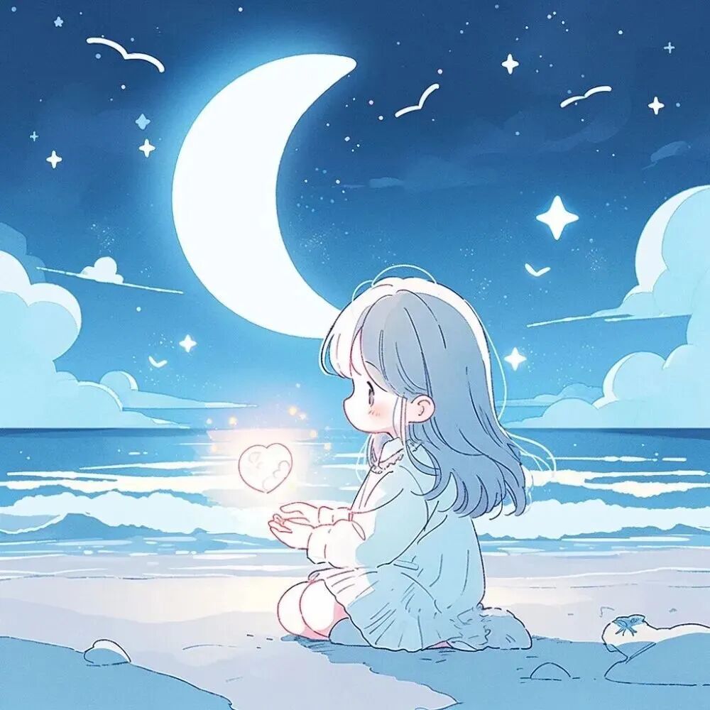 ylwmeilianren月亮唯美动漫情侣头像