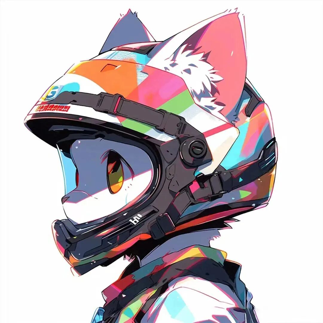 qltxtkb头盔机车猫咪动漫情侣头像
