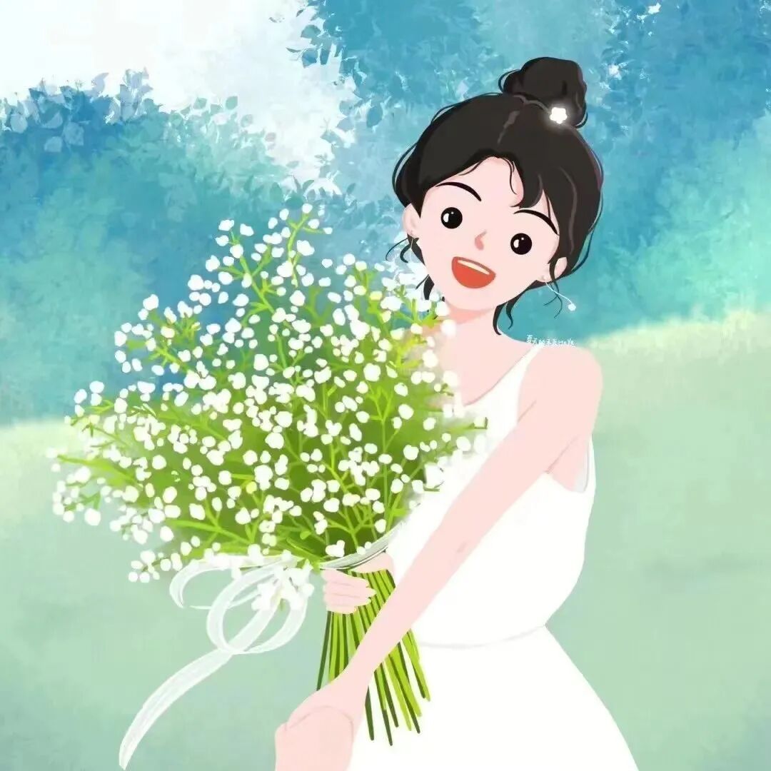 小清新手绘鲜花动漫情侣头像