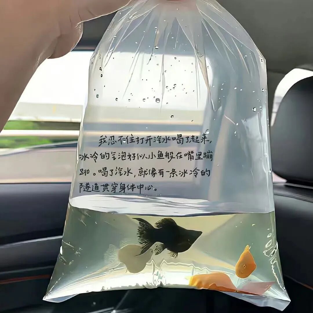 文字金鱼小清新背景图