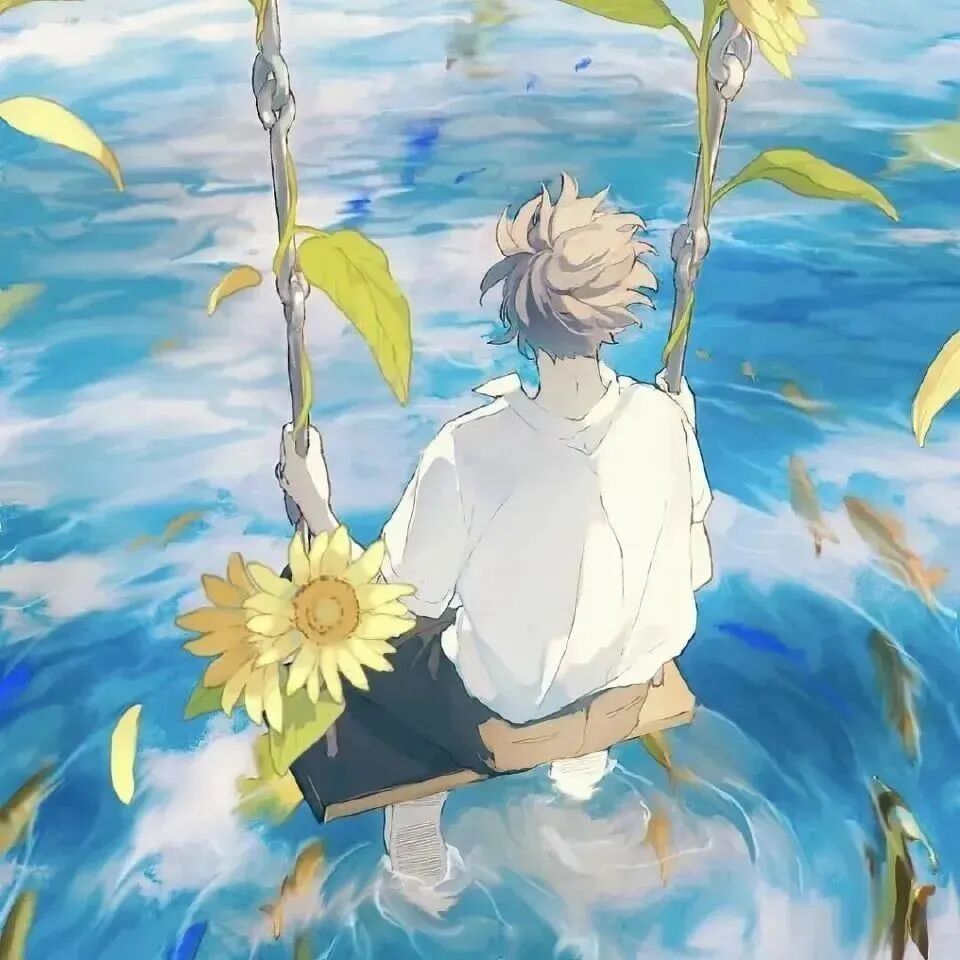 唯美插画动漫头像男