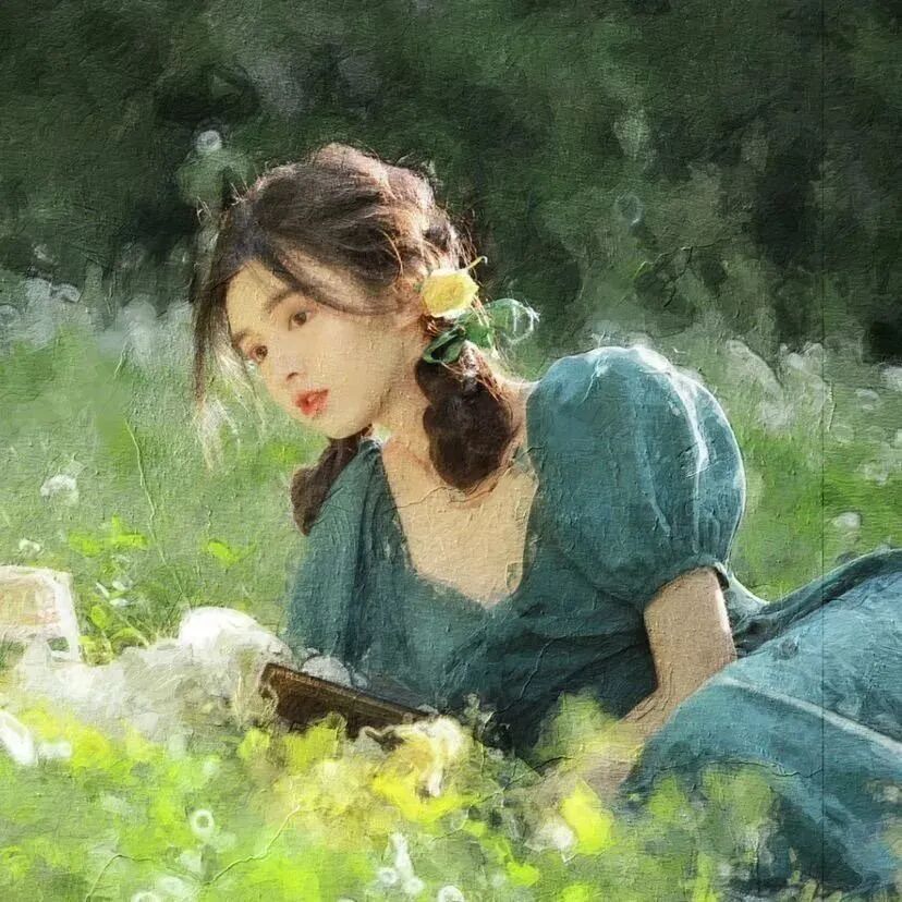 小清新侧脸女生头像