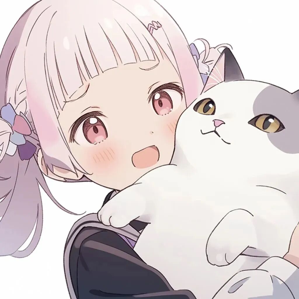 抱着猫咪动漫头像女