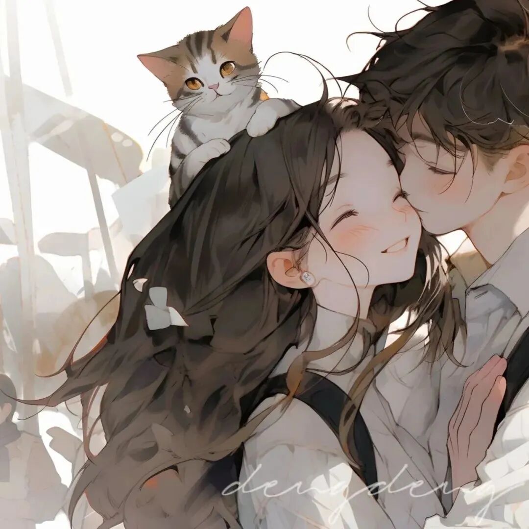 超甜猫咪恩爱动漫情侣头像