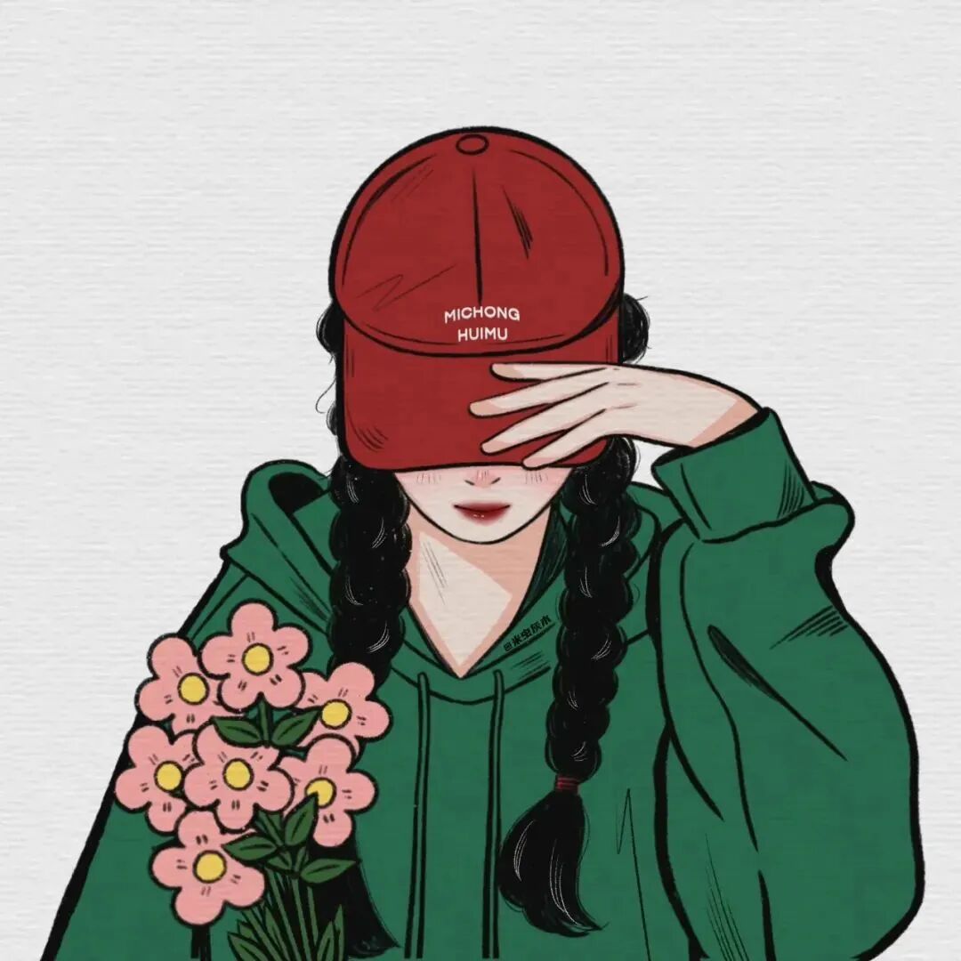 手绘鲜花二人闺蜜头像动漫闺蜜头像