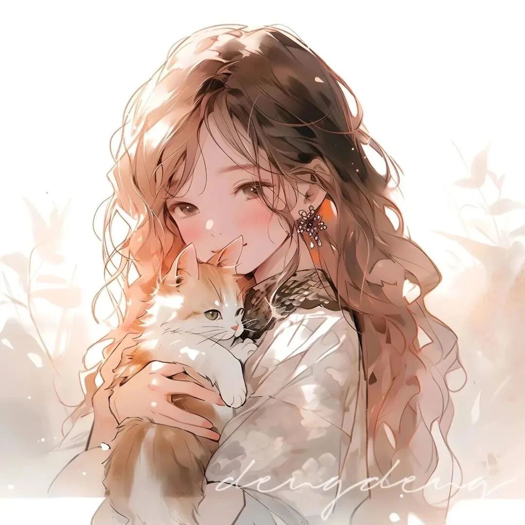 唯美抱着猫咪三人闺蜜头像动漫闺蜜头像