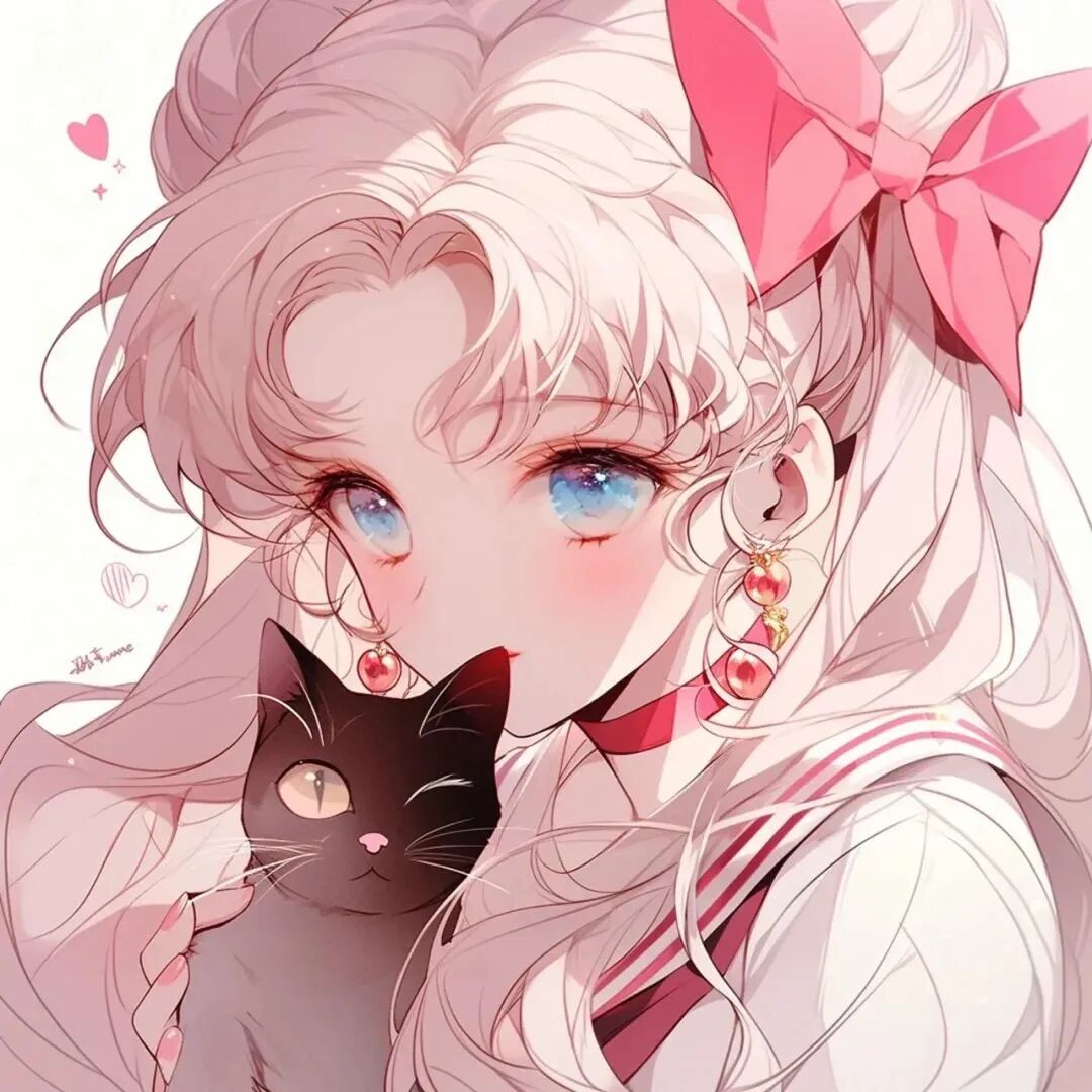 抱着猫咪四人闺蜜头像动漫闺蜜头像