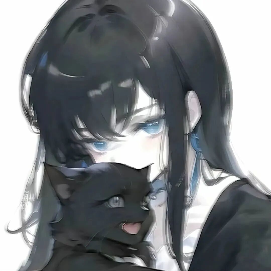 抱着猫咪动漫头像女