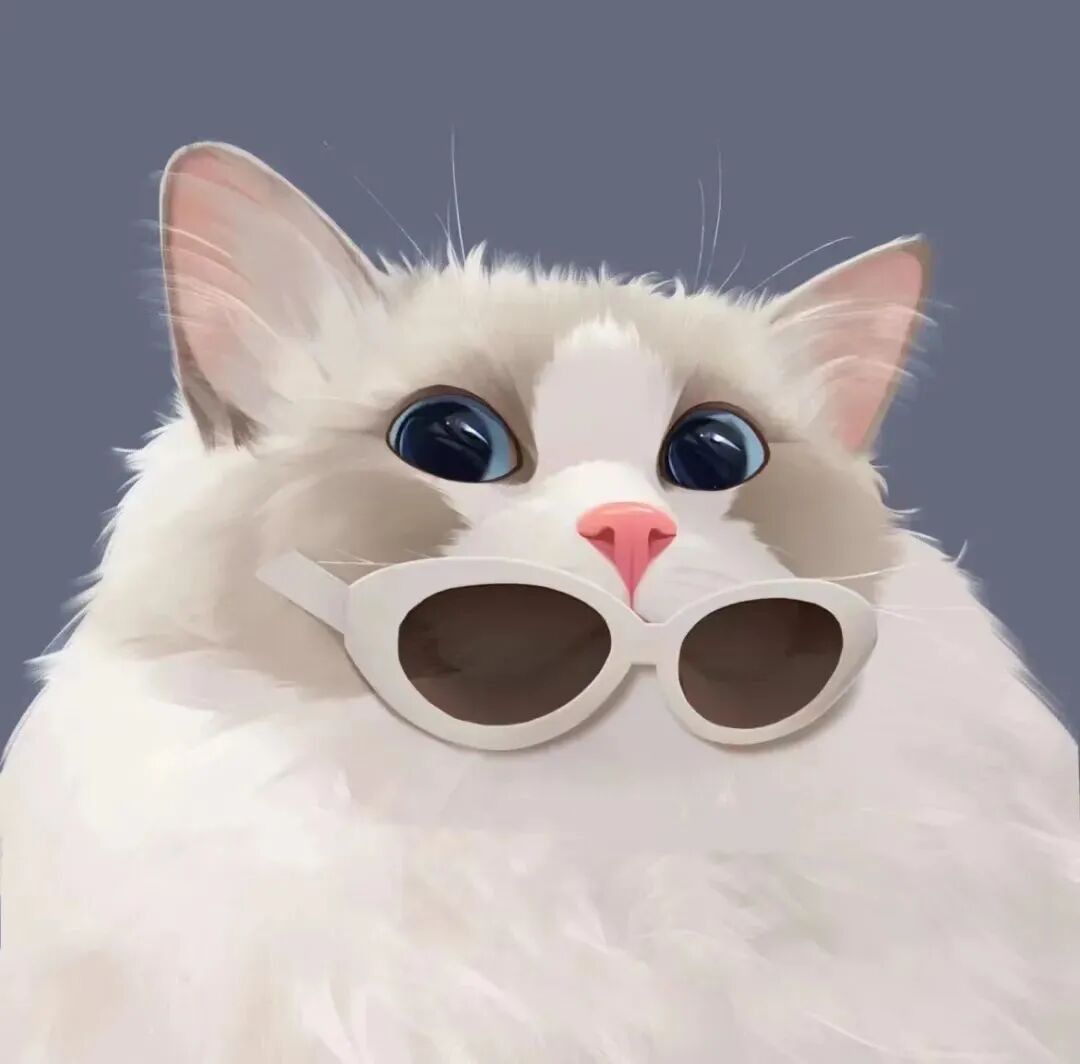 可爱猫咪手绘动漫情侣头像