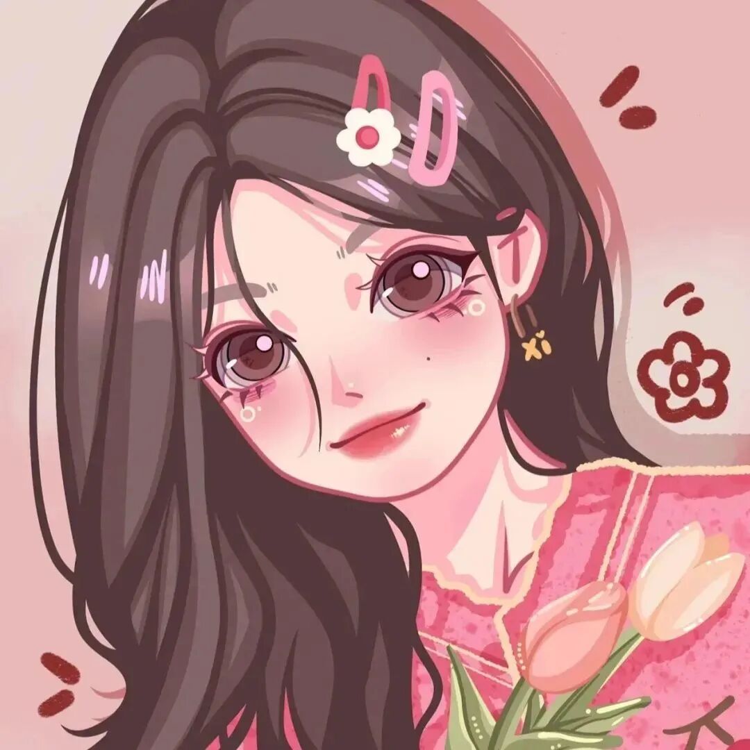 鲜花手绘二人闺蜜头像动漫闺蜜头像