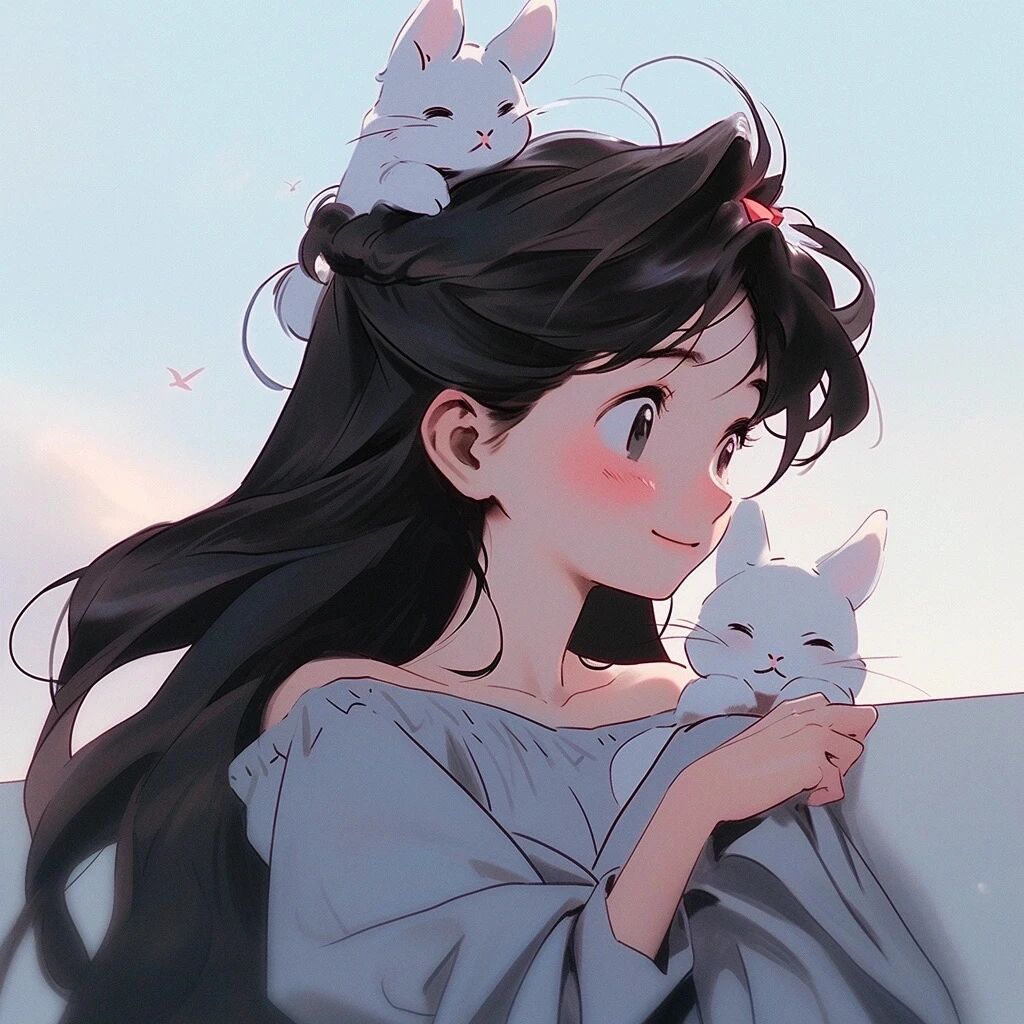 唯美治愈抱着猫咪五人闺蜜头像动漫闺蜜头像