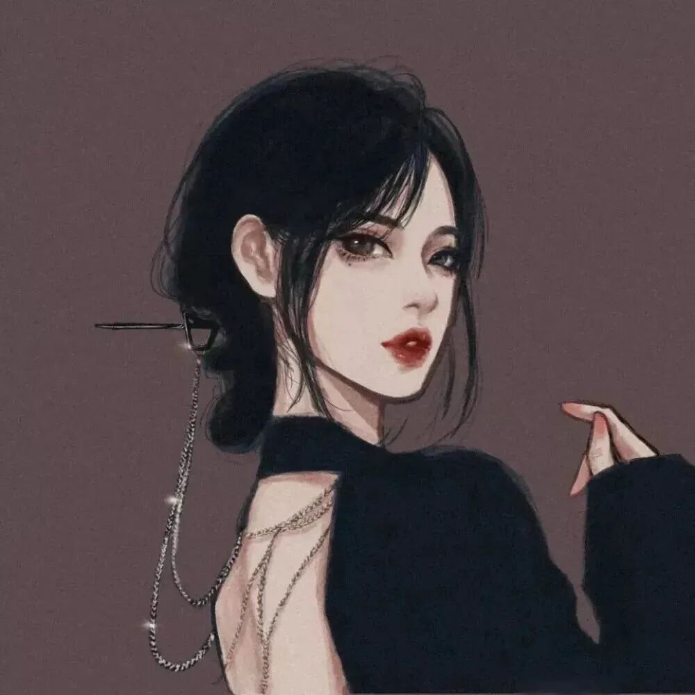 暗黑手绘动漫头像女