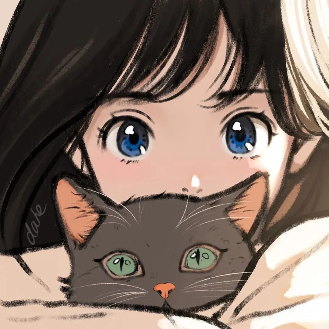 qltxzqf抱着猫咪动漫情侣头像