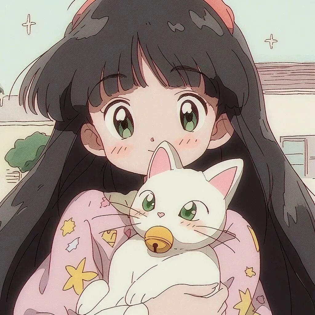 抱着猫咪四人闺蜜头像动漫闺蜜头像