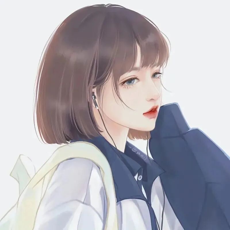 qltxxyfeja戴耳机学院风动漫情侣头像