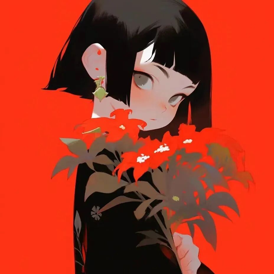 鲜花简约四人闺蜜头像动漫闺蜜头像
